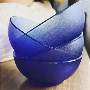 Blue  Translucent/ textures Bowl Brazil vintage set of 4